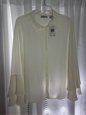 NWT CARMEN -Carmen Marc Valvo White Star Blouse size XL